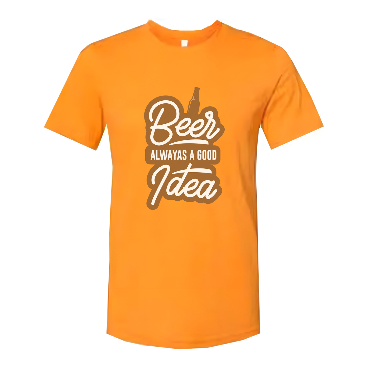 Beer Always a Good Idea Unisex Graphic Tee With Bottle Illustration and Bold Typeface