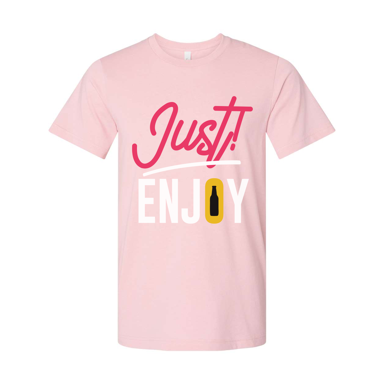 Just Enjoy Beer Graphic Unisex Tee With Bottle Icon Design For Casual Everyday Wear