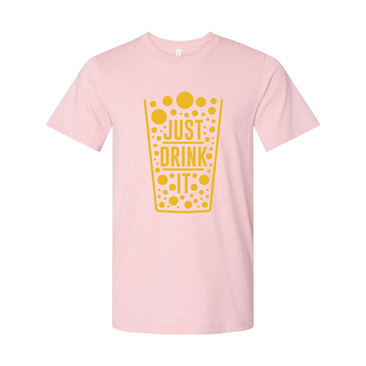 Just Drink It Beer Glass Graphic Tee With Dotted Pattern For Unisex Adults Casual Wear