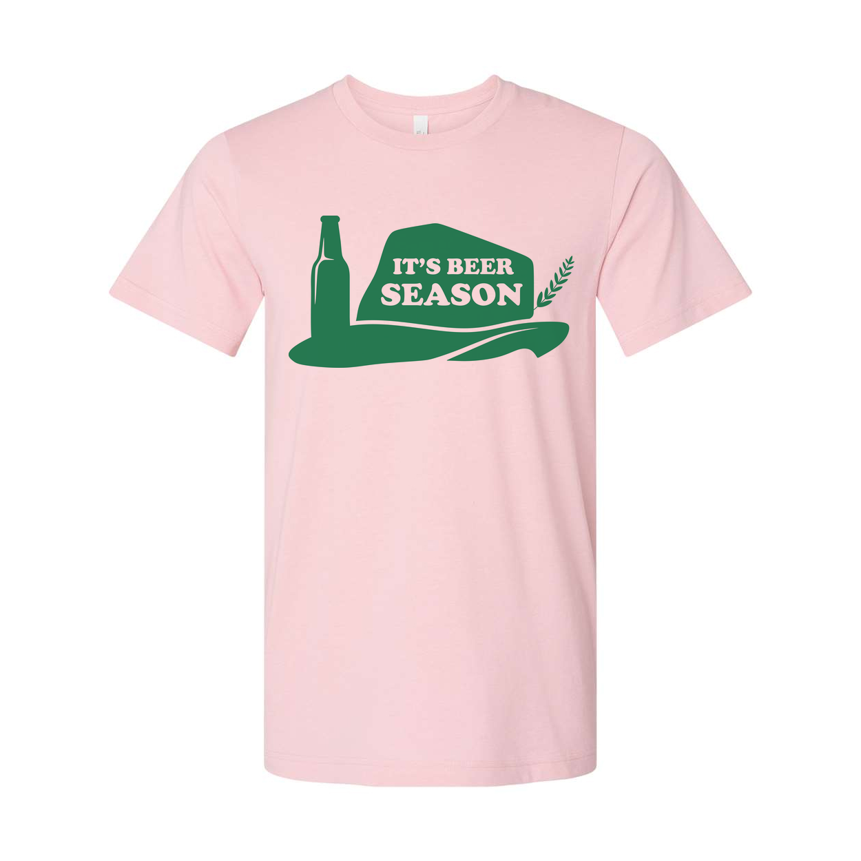 It's Beer Season Graphic Tee For Unisex Adults Featuring A Bottle And Hat Design