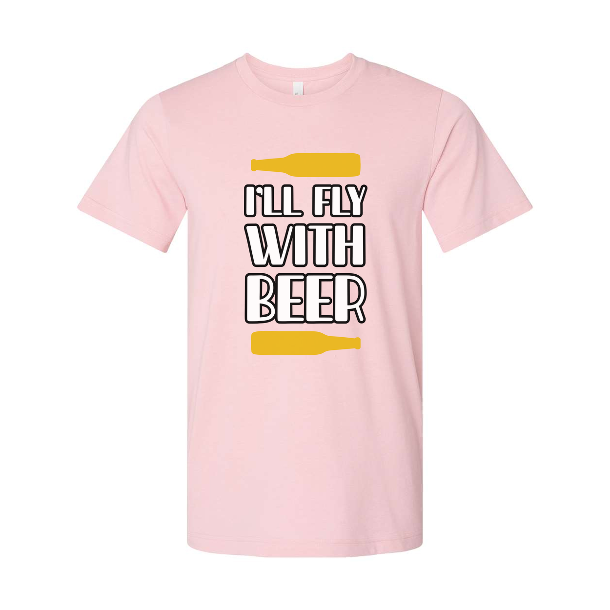 Unisex Beer Graphic T Shirt With Bottle Illustrations Printed Front I Will Fly With Beer