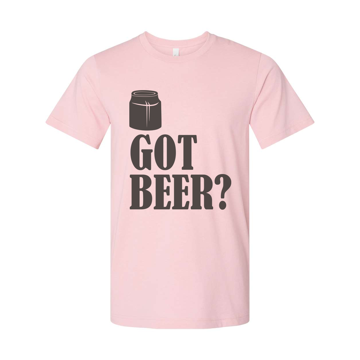 Unisex Short Sleeve T Shirt With Beer Can Graphic And Got Beer Phrase Print Design