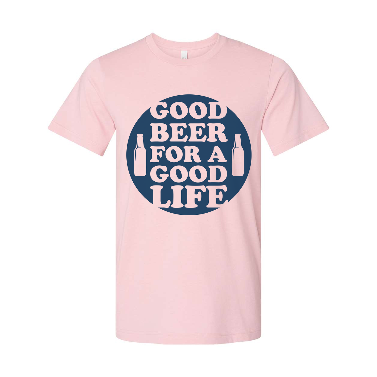 Unisex Graphic T Shirt With Circular Good Beer For A Good Life Design And Beer Bottle Icons