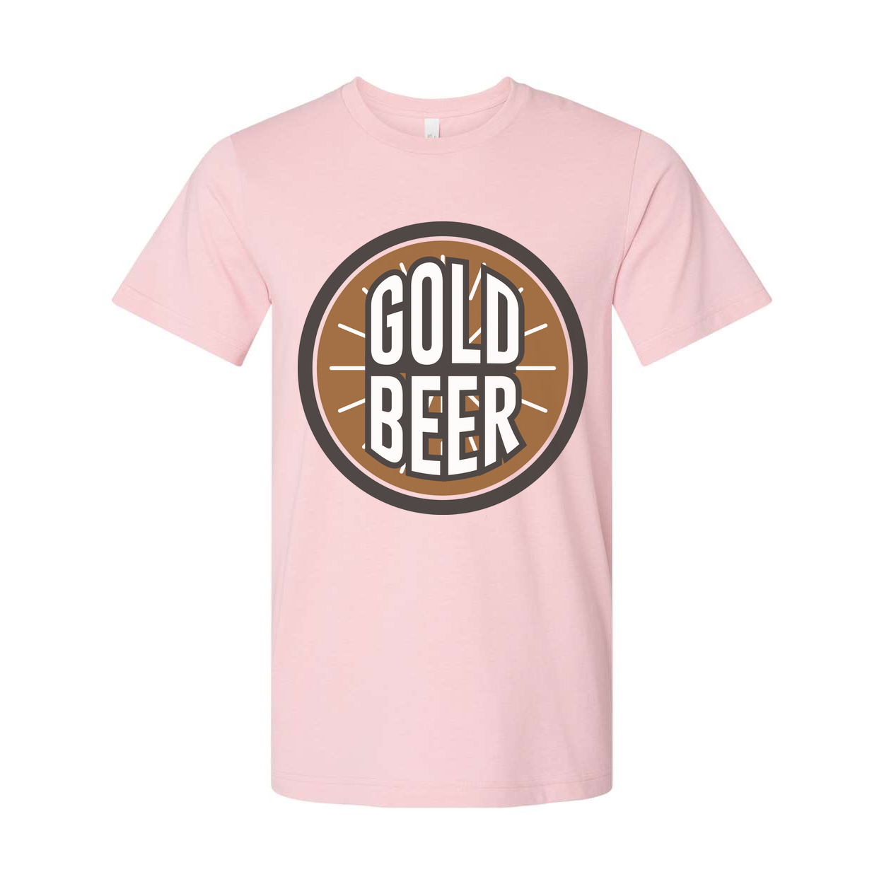 Gold Beer Circle Logo Graphic T Shirt For Men And Women Unisex Casual Tee With Bold Design