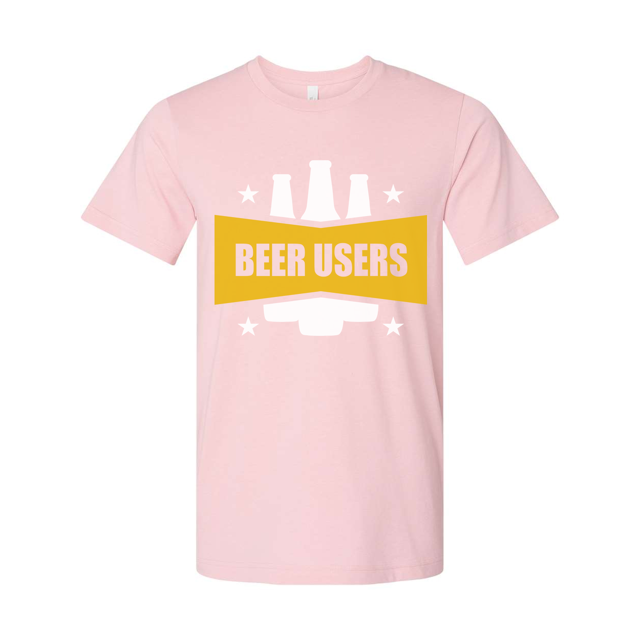 Beer Users Graphic Unisex Tee With Bold Yellow Banner And Beer Bottle Silhouette Artwork