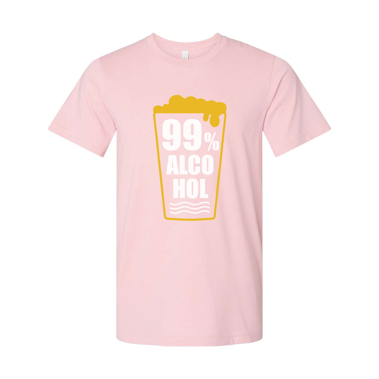 Unisex Beer Glass Graphic T Shirt With 99 Percent Alcohol Text Design For Everyday Wear And Fun