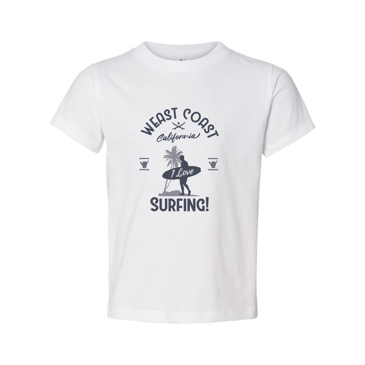 West Coast California Surfing Unisex T Shirt With Surfer And Palm Tree Graphic Print