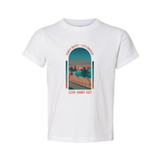 Surfing Unisex T Shirt With Venice Beach Sunset Scene Palm Trees And Love Sandy Feet