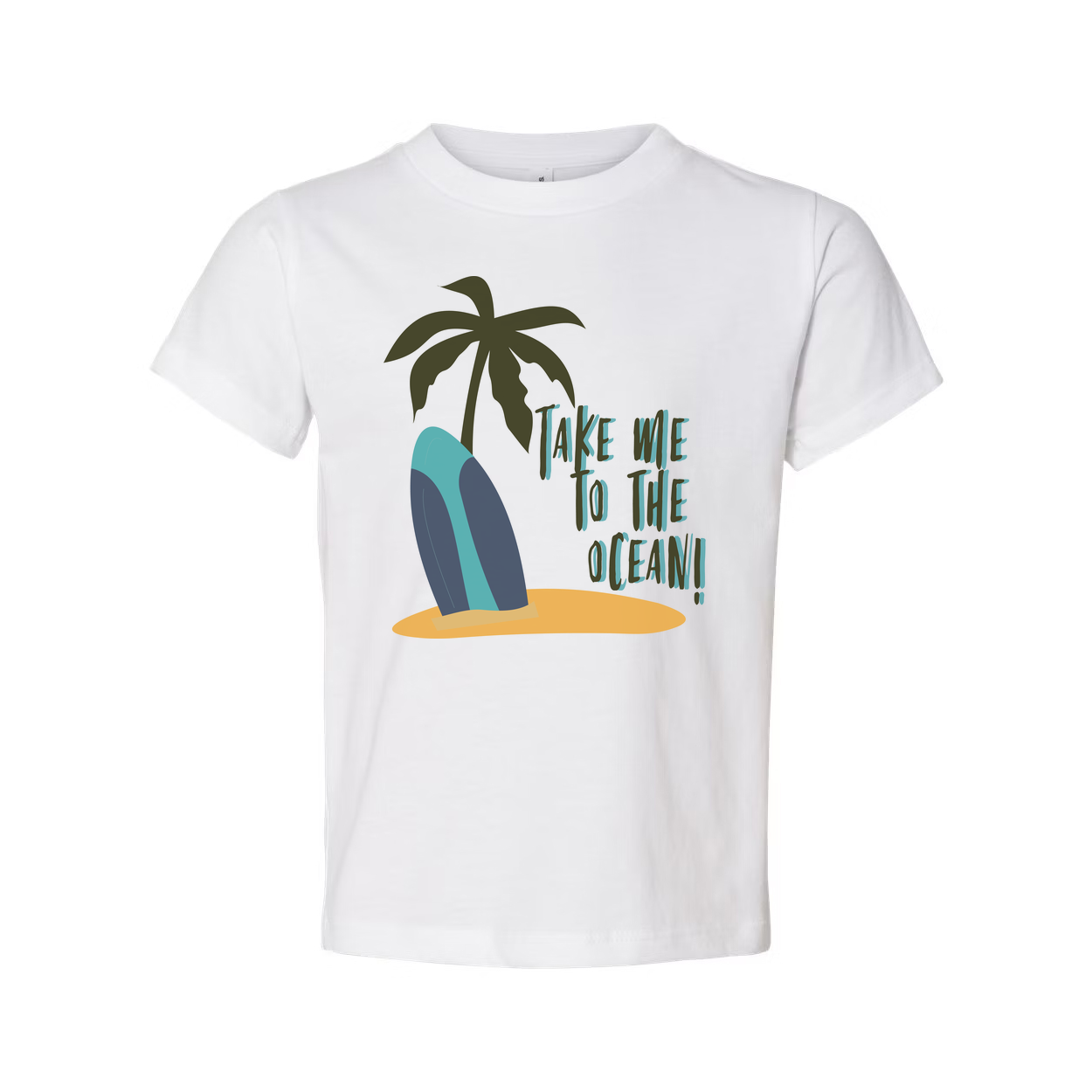 Take Me To The Ocean Surfboard Palm Tree Graphic Unisex Short Sleeve Tee For Beach Lovers