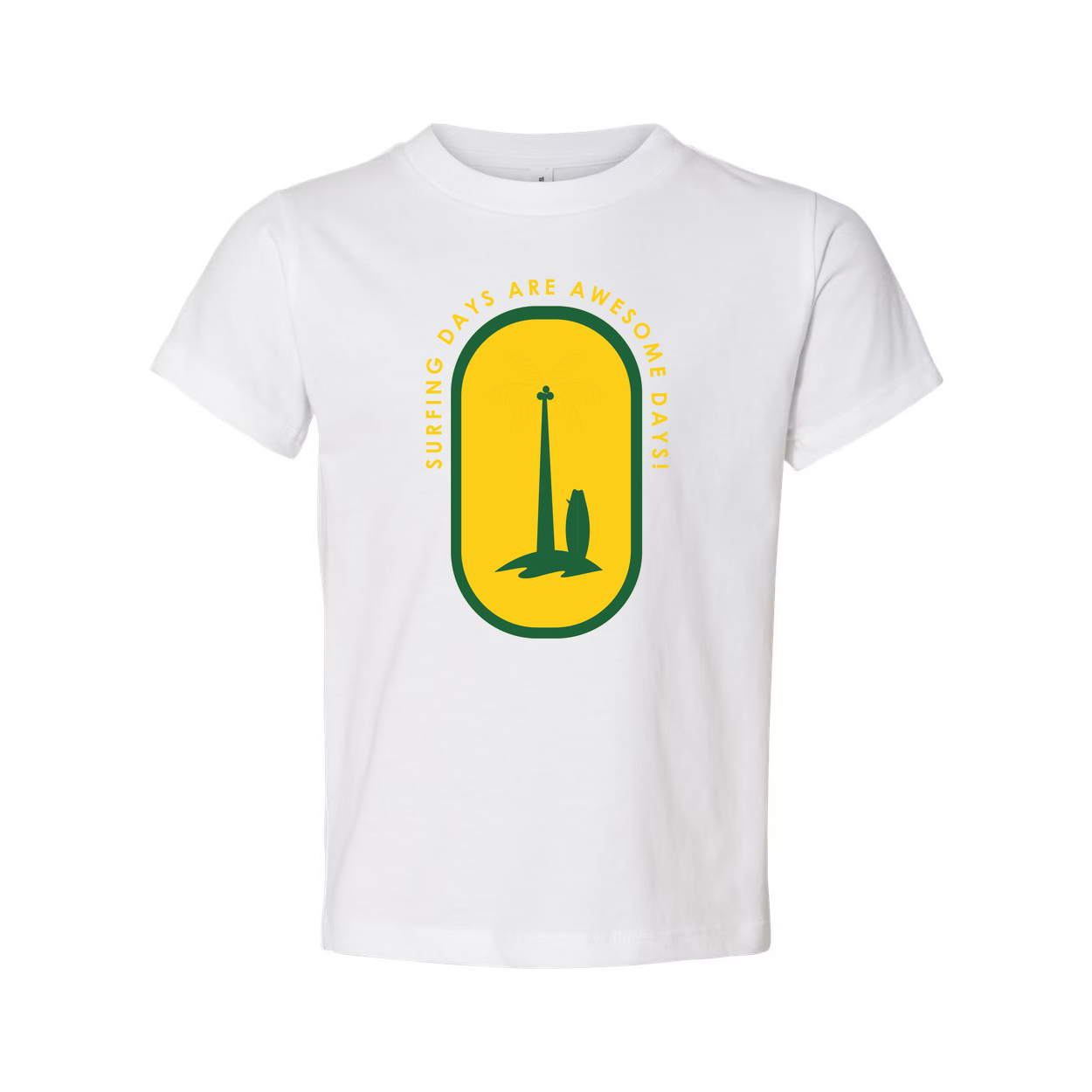 Unisex Surfing Graphic T Shirt With Palm Tree Emblem And Surfing Days Are Awesome Days