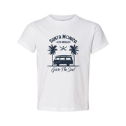 Santa Monica Los Angeles Surfing Graphic Unisex Tee Get To The Sea Design With Palm Trees