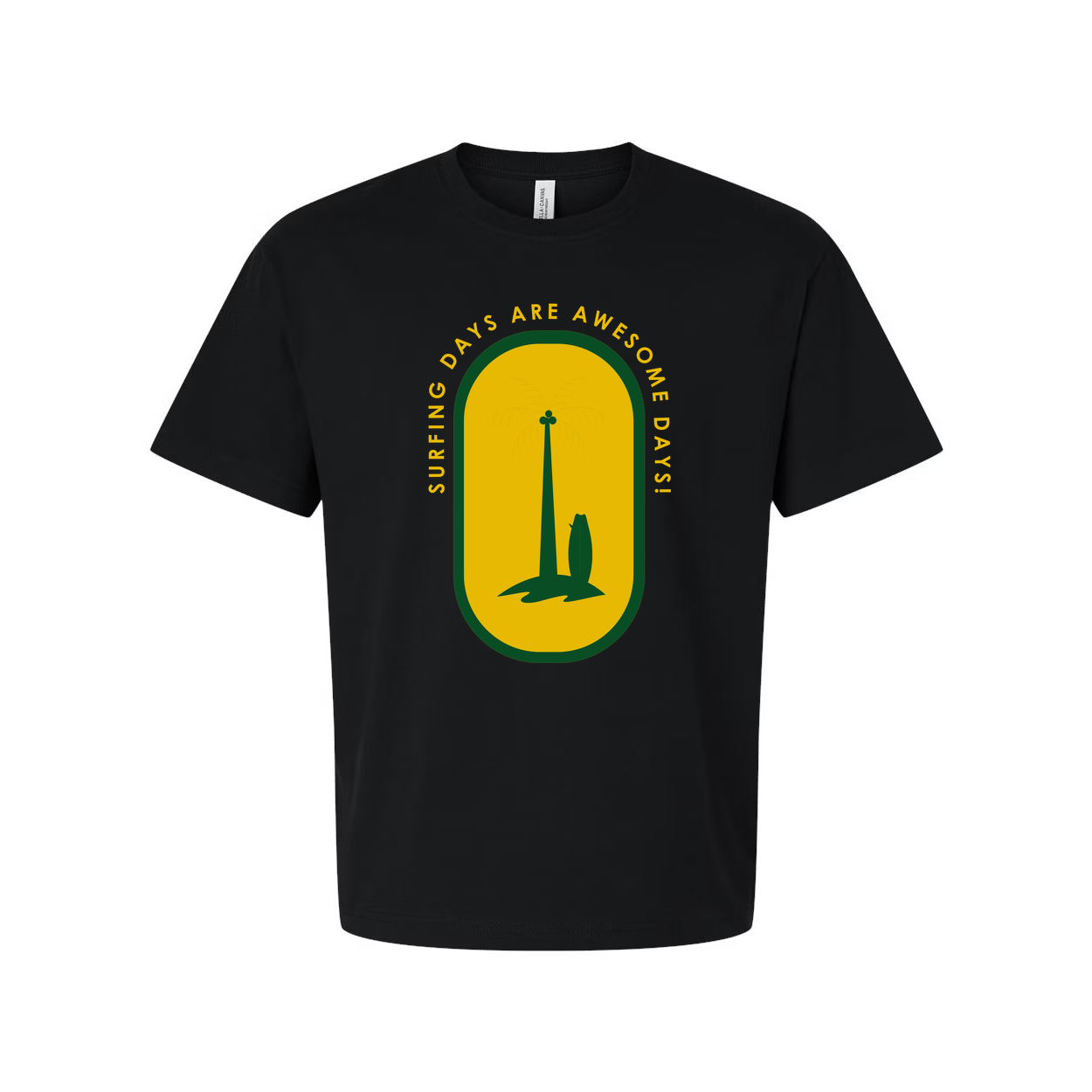 Unisex Surfing Graphic T Shirt With Palm Tree Emblem And Surfing Days Are Awesome Days