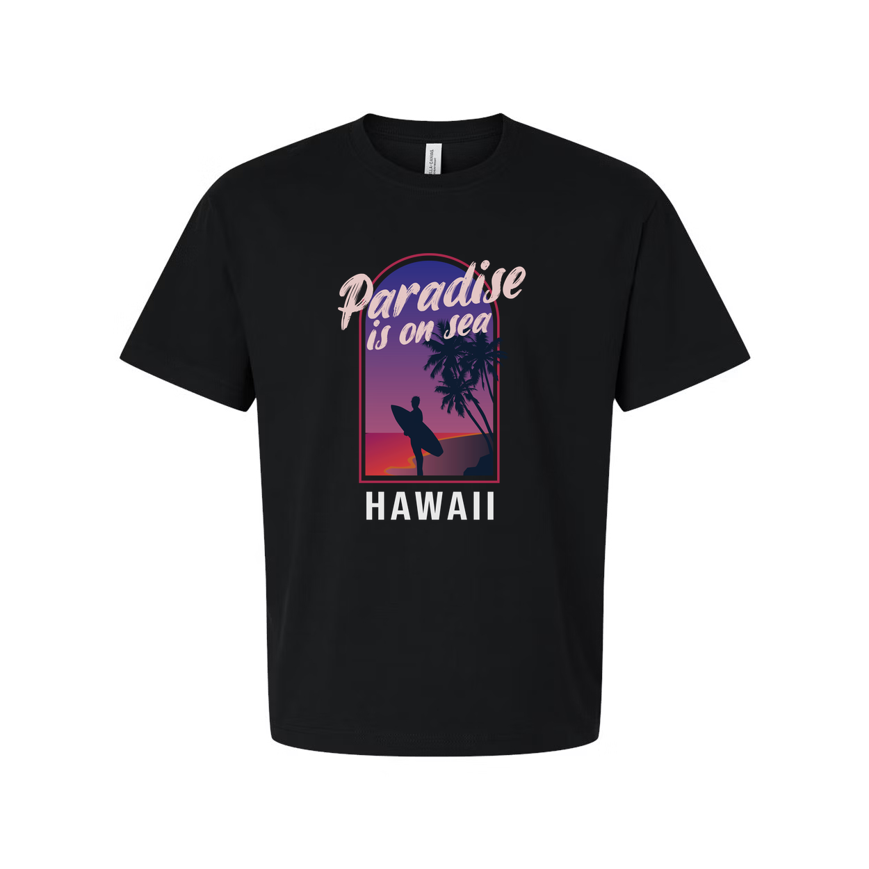 Unisex Hawaii Surfing Graphic T Shirt With Paradise Is On Sea Design Retro Sunset Palm Trees
