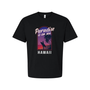 Unisex Hawaii Surfing Graphic T Shirt With Paradise Is On Sea Design Retro Sunset Palm Trees