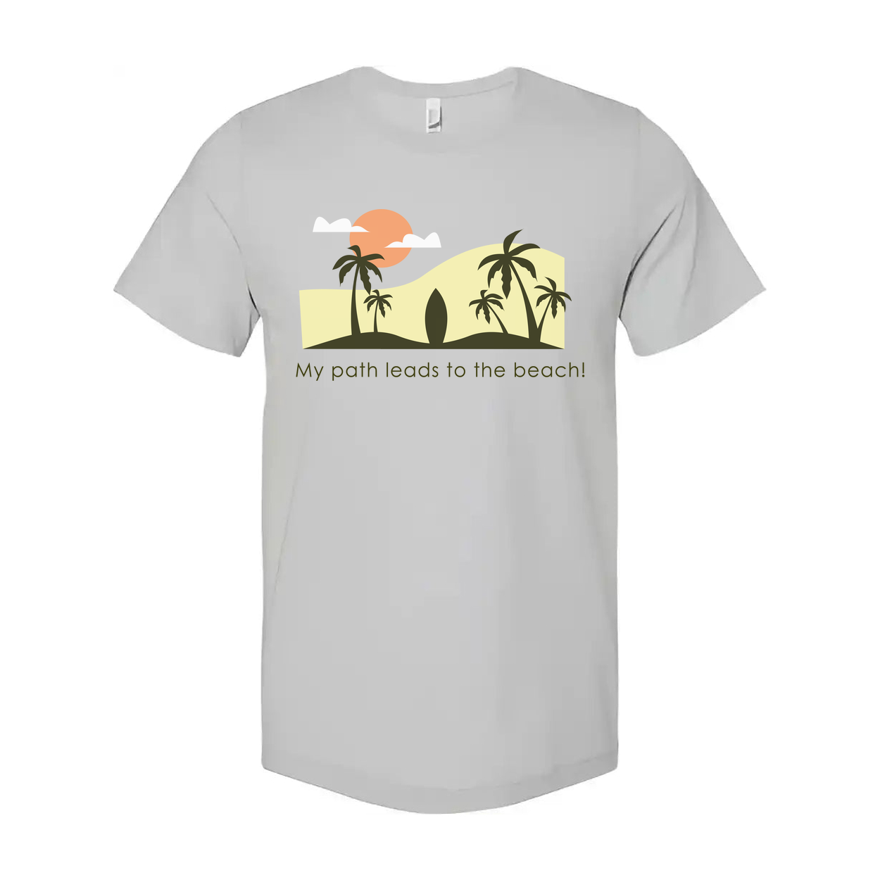Unisex Beach Scene T Shirt With Palm Trees Sunset Graphic