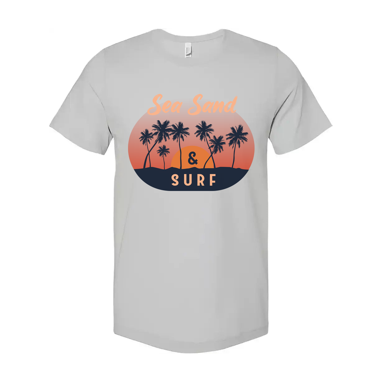 Sea Sand And Surf Palm Tree Sunset Unisex Graphic Tee