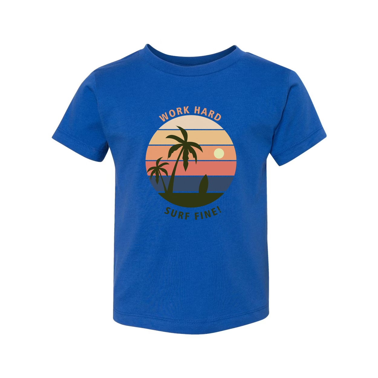 Unisex Surf Sunset Graphic T Shirt With Palm Trees And Ocean Horizon Design Artwork