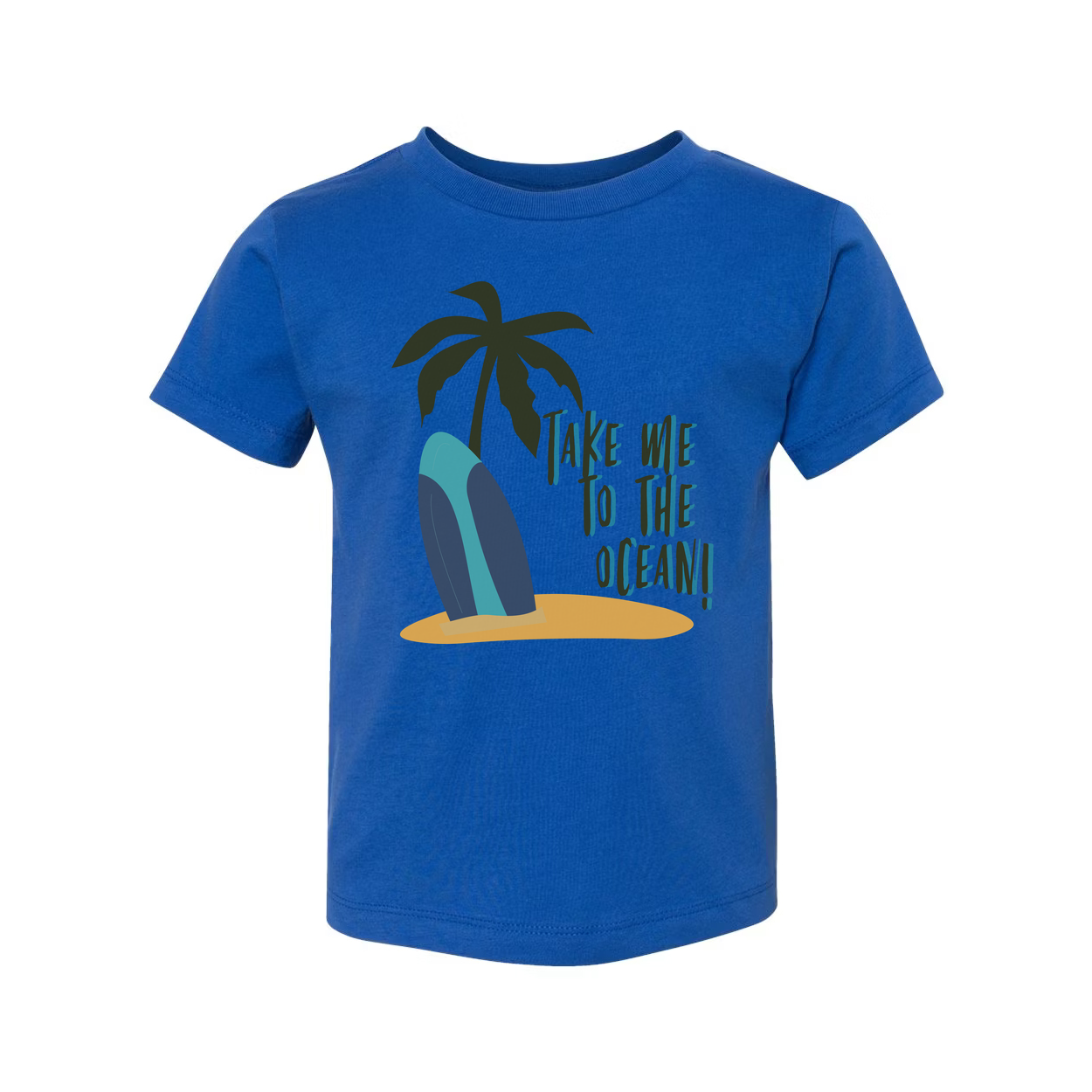 Take Me To The Ocean Surfboard Palm Tree Graphic Unisex Short Sleeve Tee For Beach Lovers
