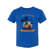 Unisex Surf On Beaches Graphic T Shirt With Sunset Palm Trees And Not On Internet Banner