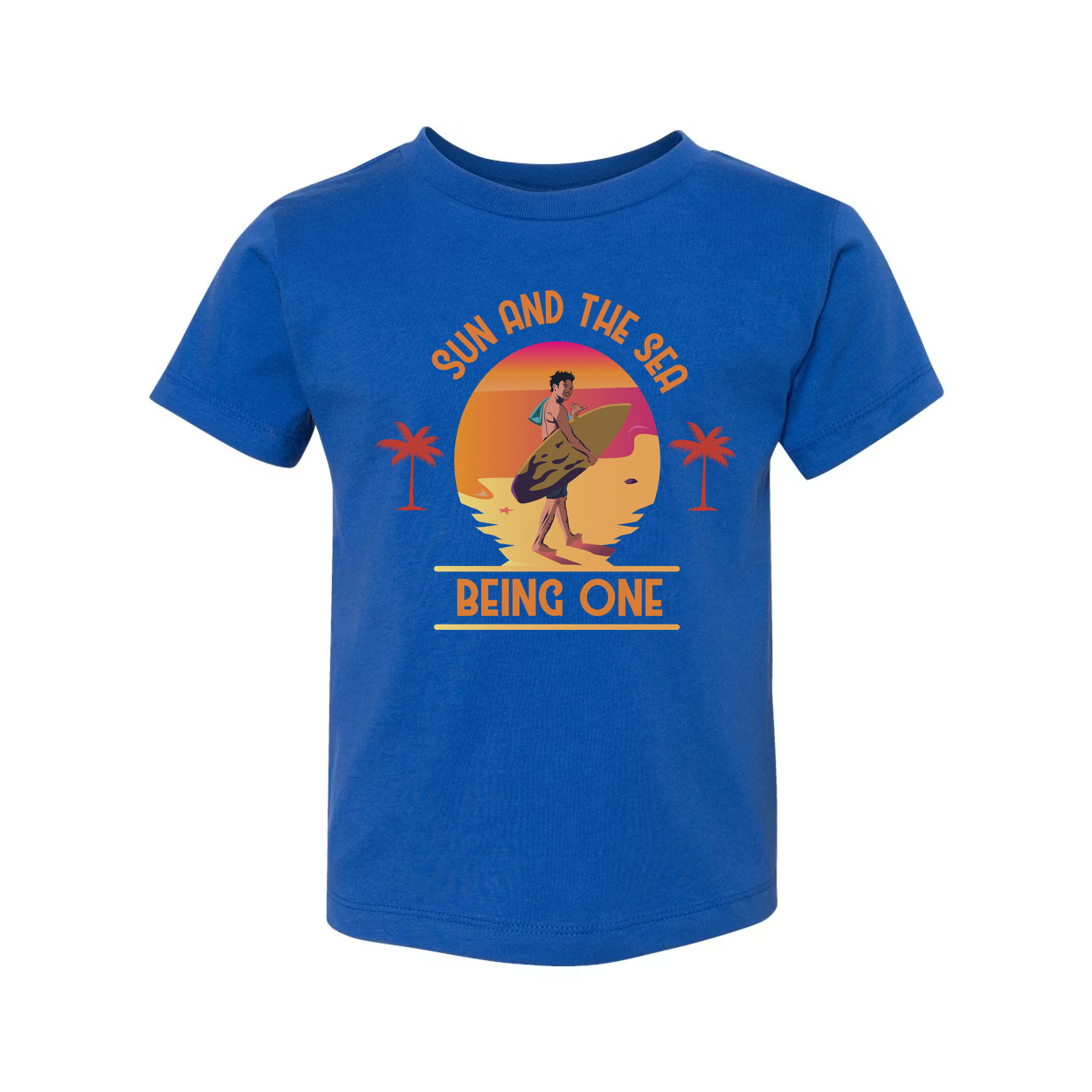 Unisex Surfing Graphic Tee With Sunset Beach Scene And Palm Trees For Beach Lovers