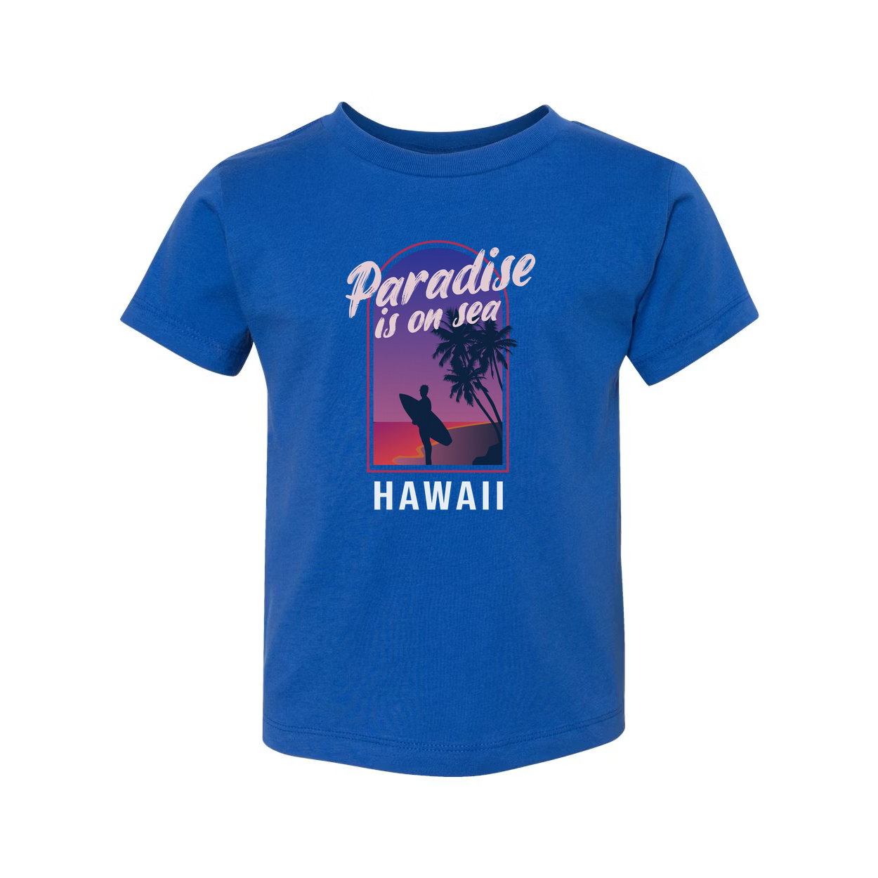 Unisex Hawaii Surfing Graphic T Shirt With Paradise Is On Sea Design Retro Sunset Palm Trees
