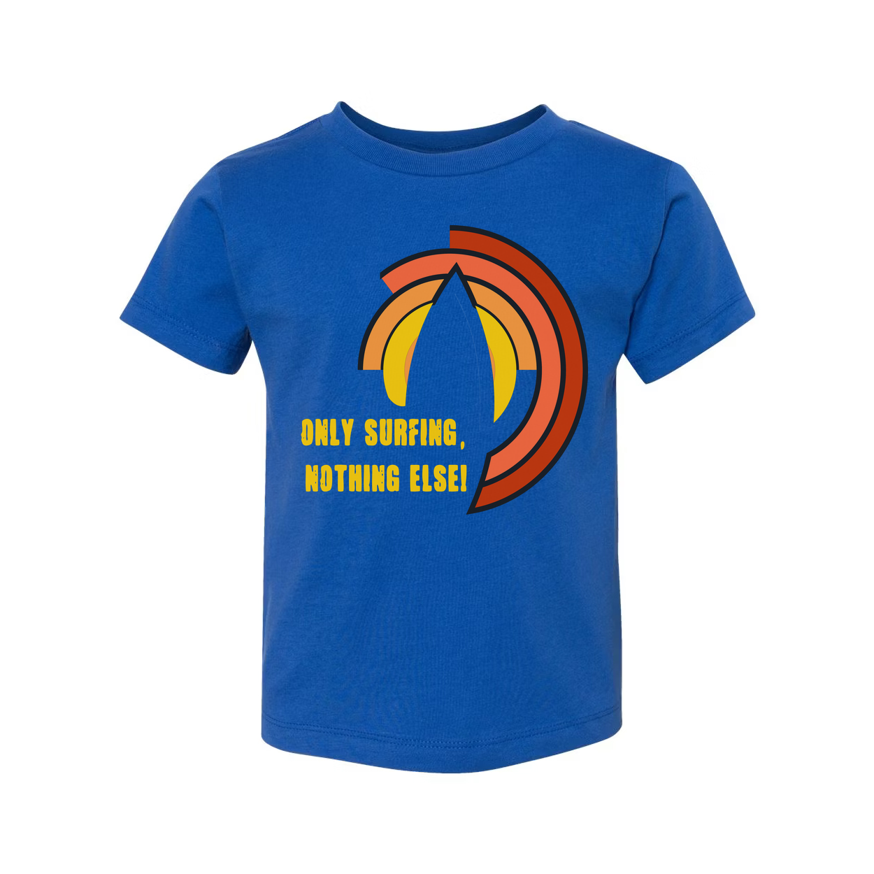 Unisex Surfing Graphic Tee With Sunset Arc Design And Positive Message For Beach Hangouts