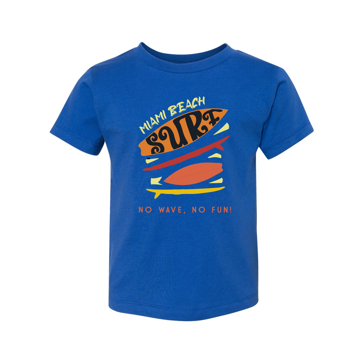 Miami Beach Surf Graphic Tee Unisex No Wave No Fun Surfboard Print With Retro Colors