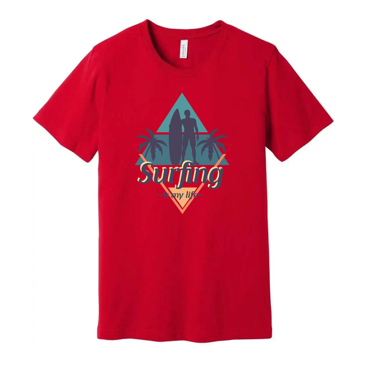 Surfing Graphic Unisex Tee For Men And Women With Surfboard Silhouettes And Palm Trees Beach Design