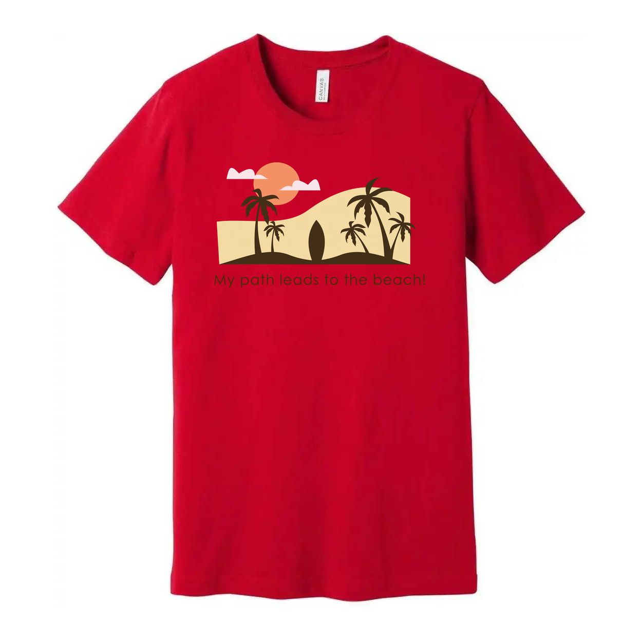 Unisex Beach Scene T Shirt With Palm Trees Sunset Graphic