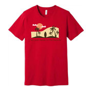 Unisex Beach Scene T Shirt With Palm Trees Sunset Graphic