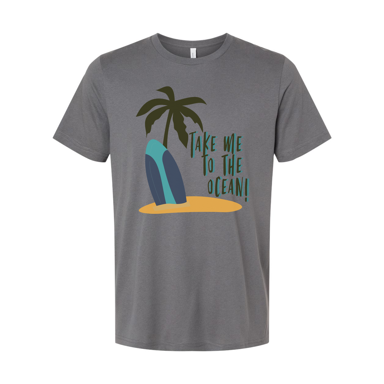 Take Me To The Ocean Surfboard Palm Tree Graphic Unisex Short Sleeve Tee For Beach Lovers