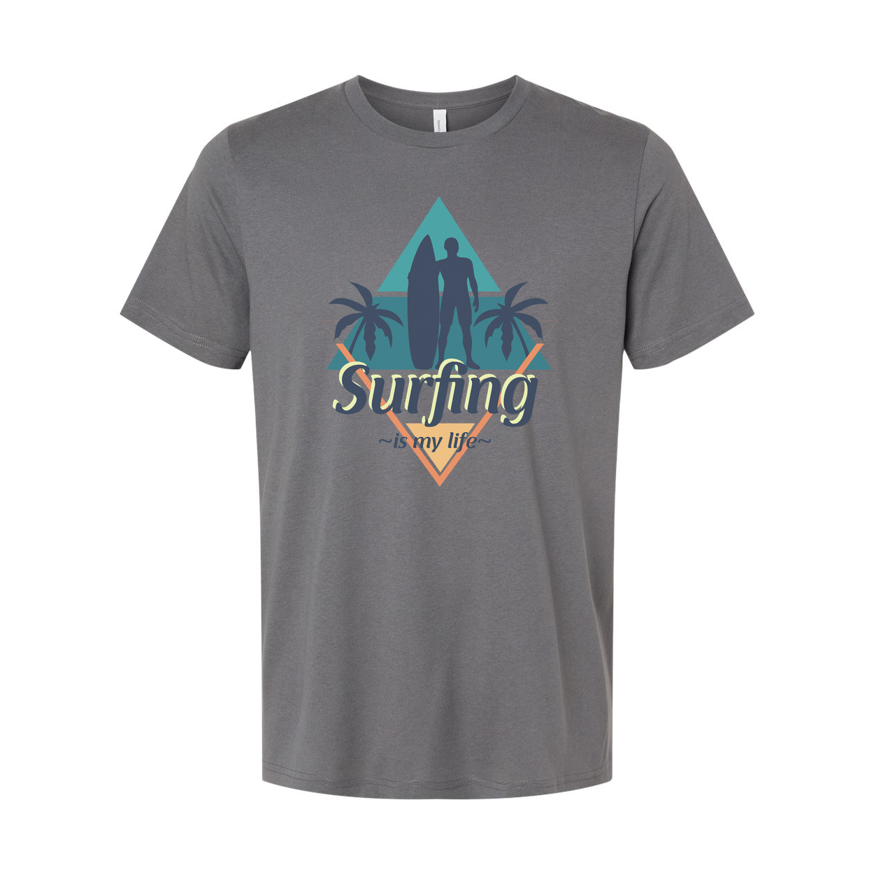 Surfing Graphic Unisex Tee For Men And Women With Surfboard Silhouettes And Palm Trees Beach Design