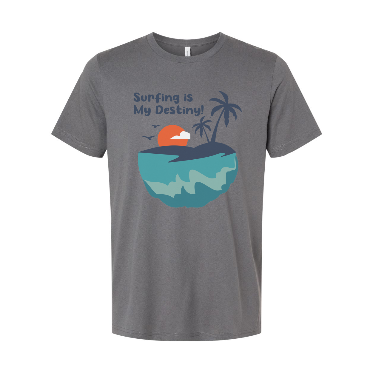 Surfing Is My Destiny Graphic Tee For Unisex Short Sleeve Island Sunset Beach Scene