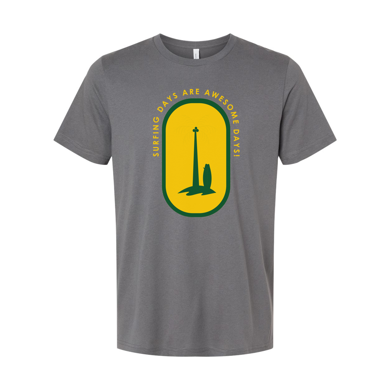 Unisex Surfing Graphic T Shirt With Palm Tree Emblem And Surfing Days Are Awesome Days