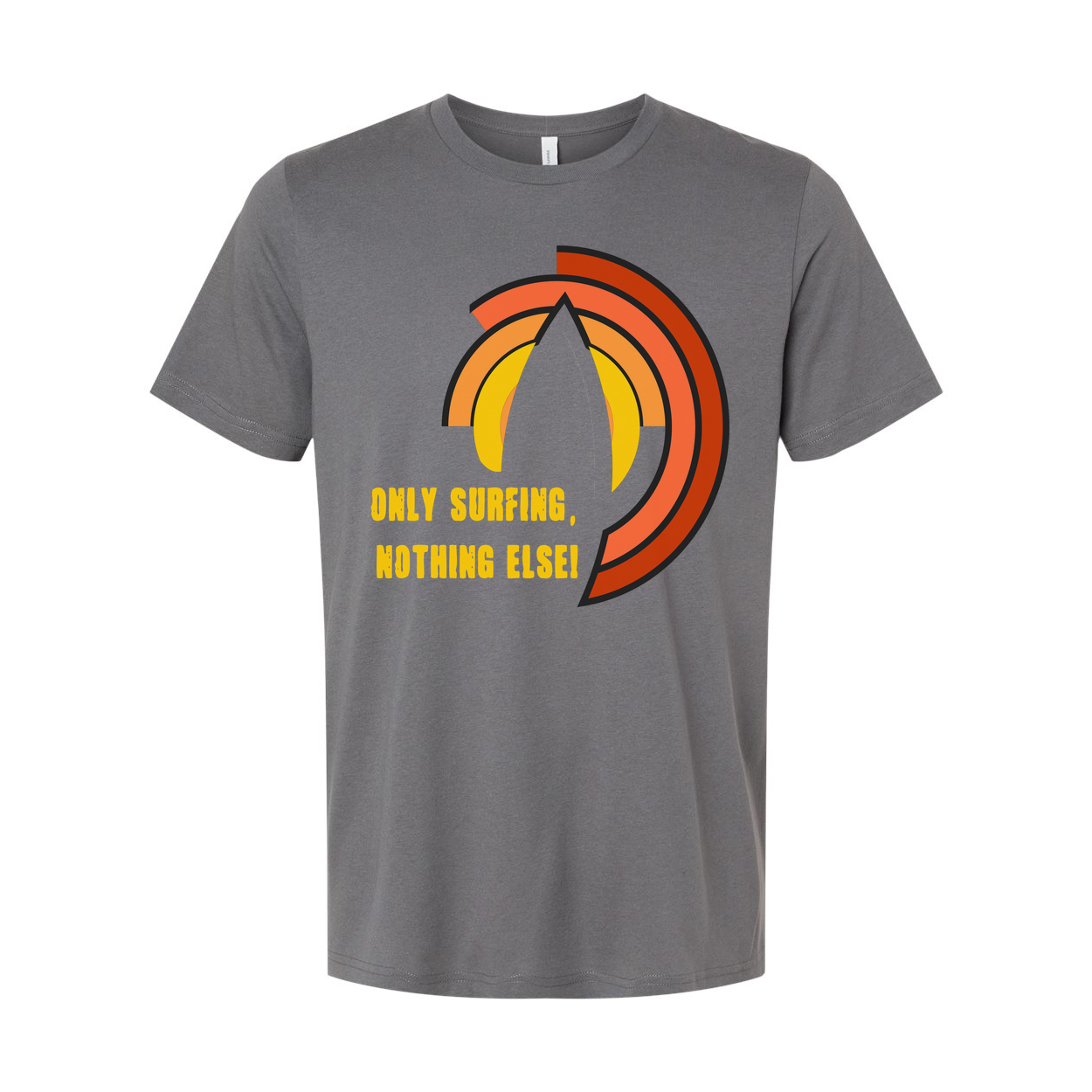 Unisex Surfing Graphic Tee With Sunset Arc Design And Positive Message For Beach Hangouts