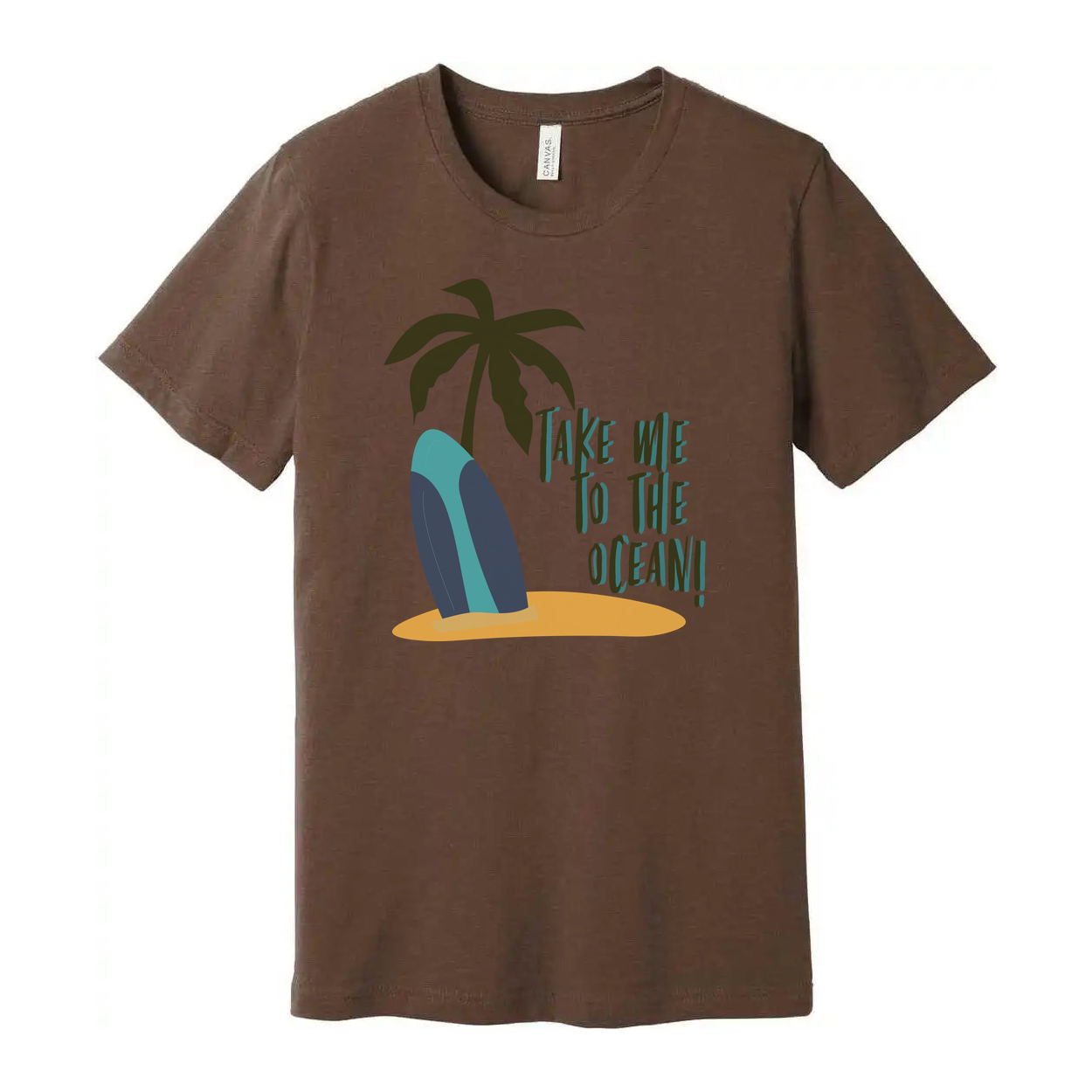 Take Me To The Ocean Surfboard Palm Tree Graphic Unisex Short Sleeve Tee For Beach Lovers