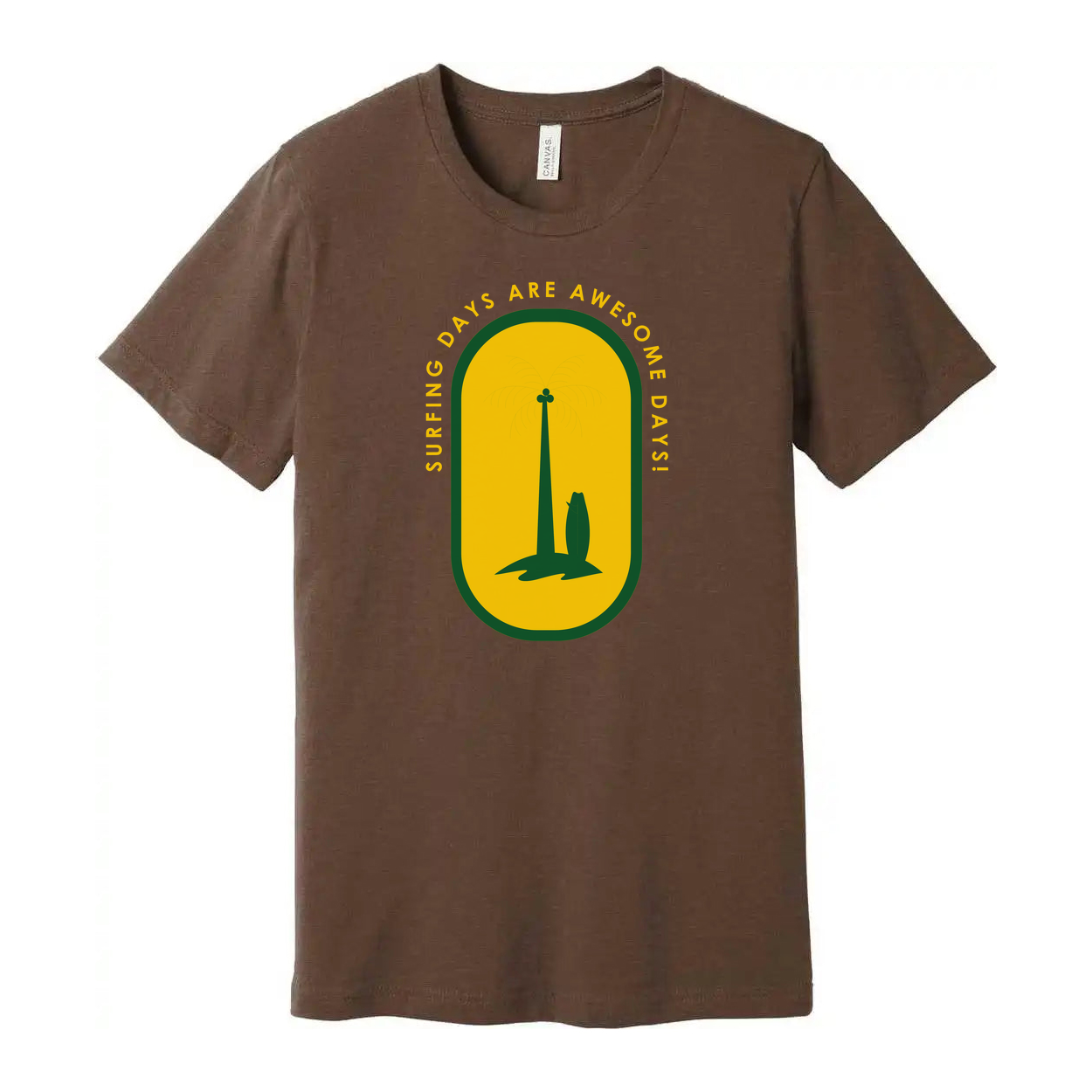 Unisex Surfing Graphic T Shirt With Palm Tree Emblem And Surfing Days Are Awesome Days