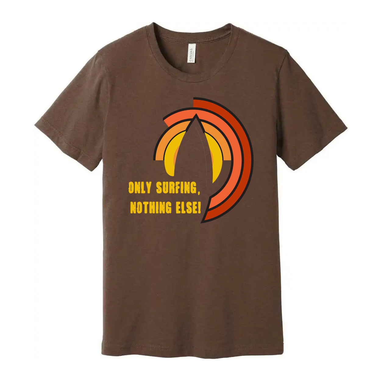 Unisex Surfing Graphic Tee With Sunset Arc Design And Positive Message For Beach Hangouts