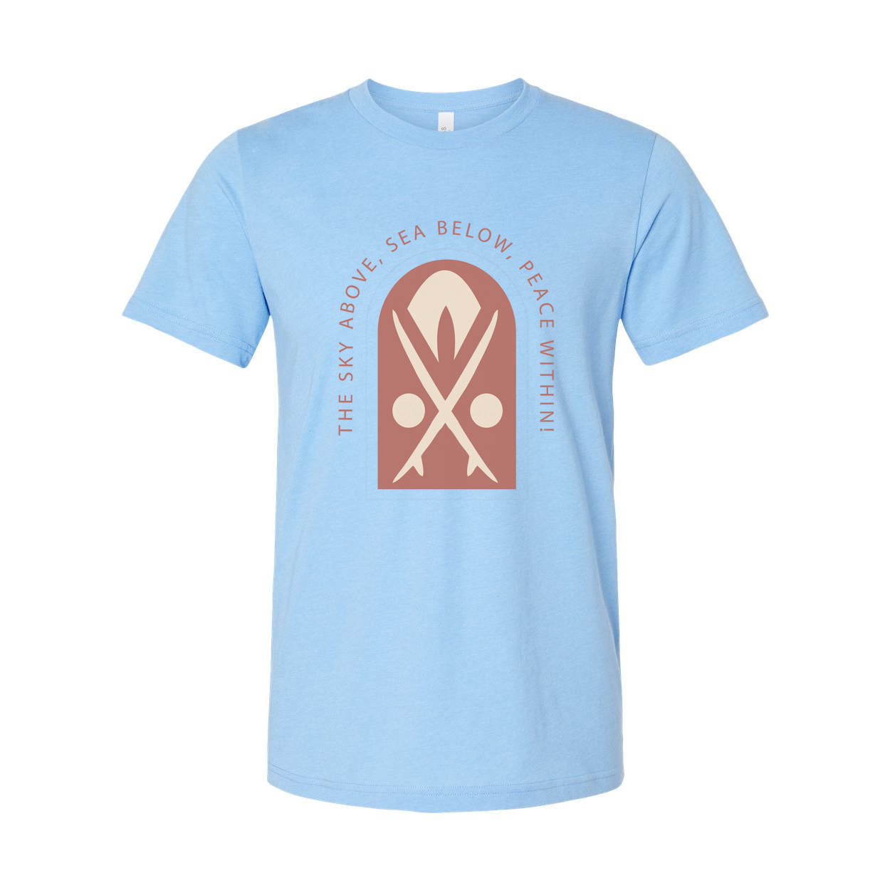 Unisex Surfing The Sky Above Sea Below Peace Within Graphic Tee For Beach Lovers Worldwide