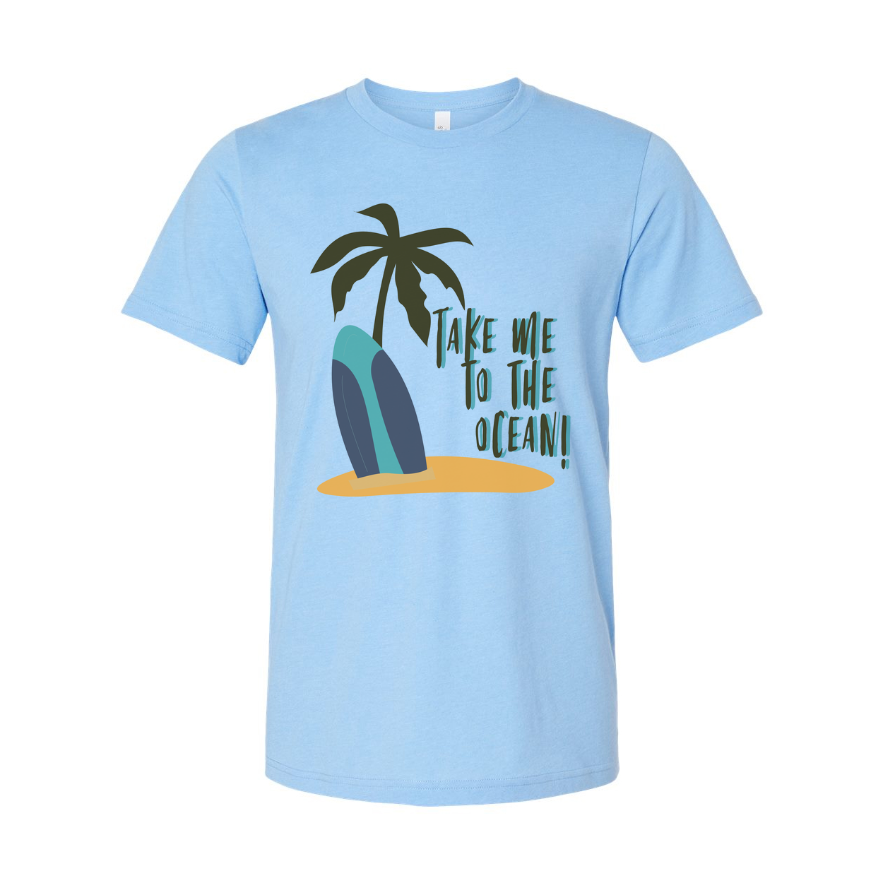 Take Me To The Ocean Surfboard Palm Tree Graphic Unisex Short Sleeve Tee For Beach Lovers