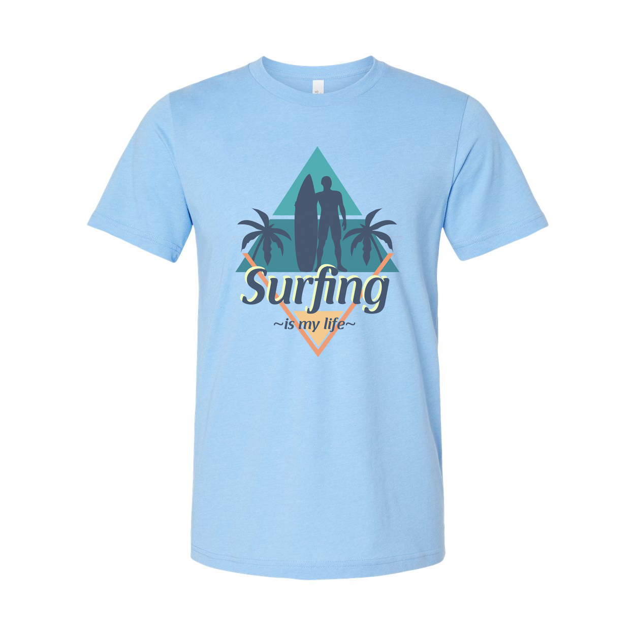 Surfing Graphic Unisex Tee For Men And Women With Surfboard Silhouettes And Palm Trees Beach Design
