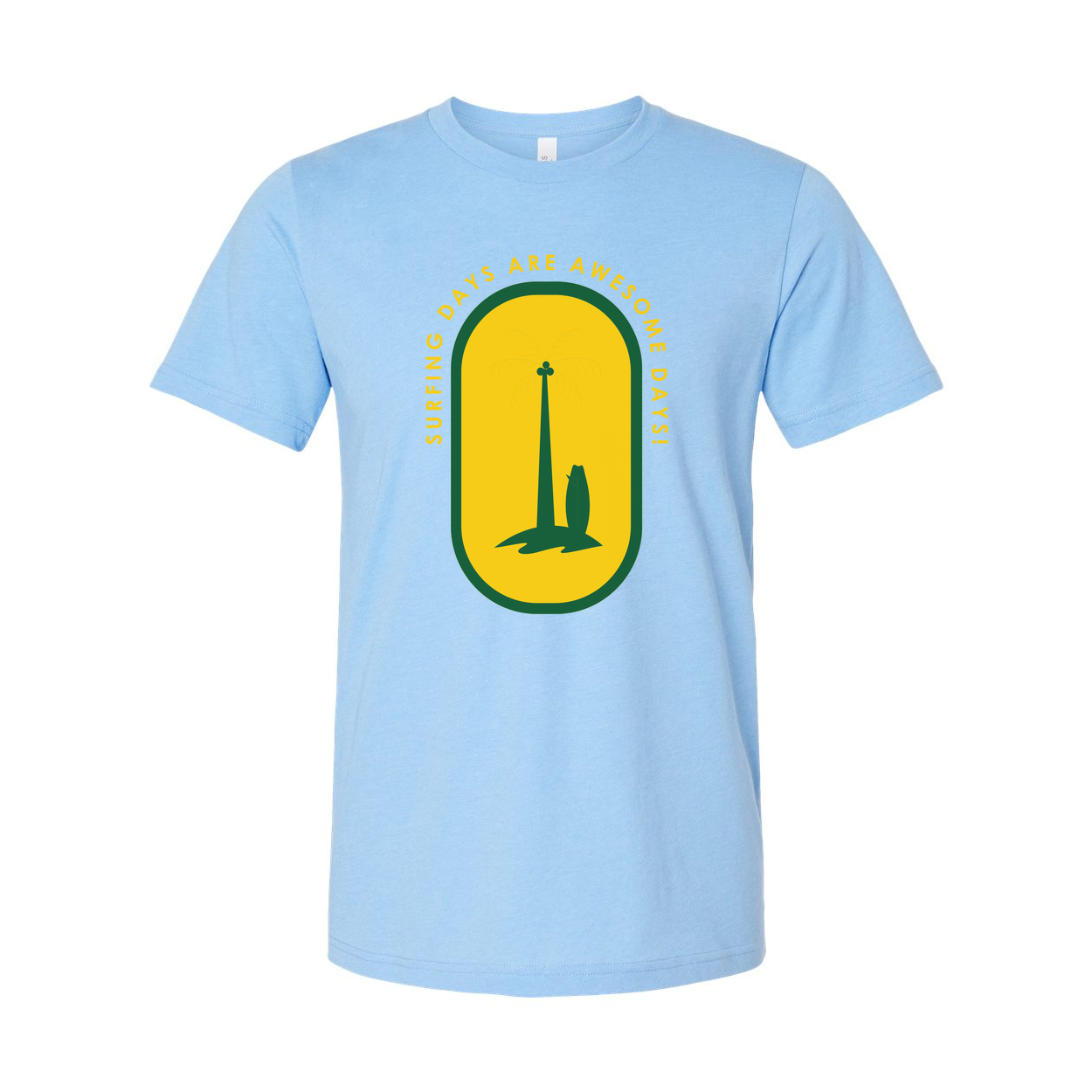 Unisex Surfing Graphic T Shirt With Palm Tree Emblem And Surfing Days Are Awesome Days