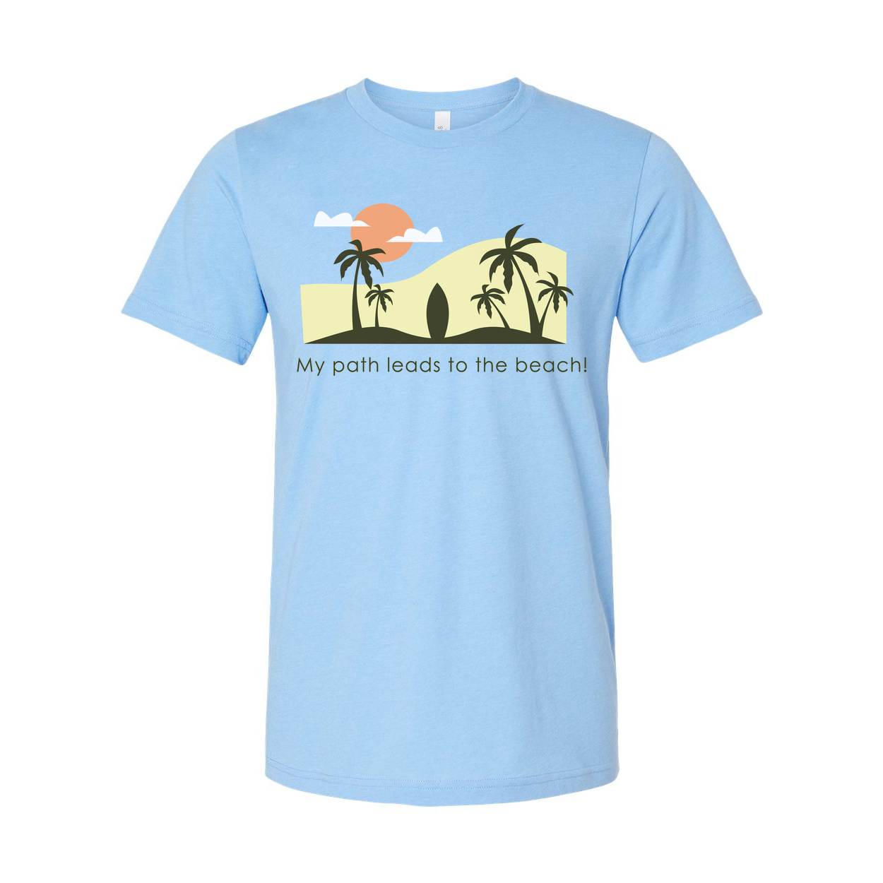 Unisex Beach Scene T Shirt With Palm Trees Sunset Graphic