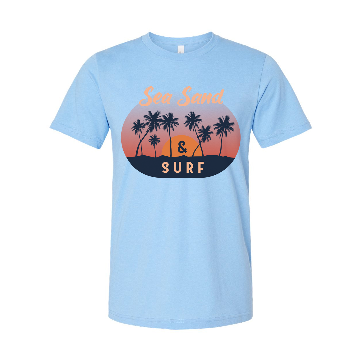 Sea Sand And Surf Palm Tree Sunset Unisex Graphic Tee