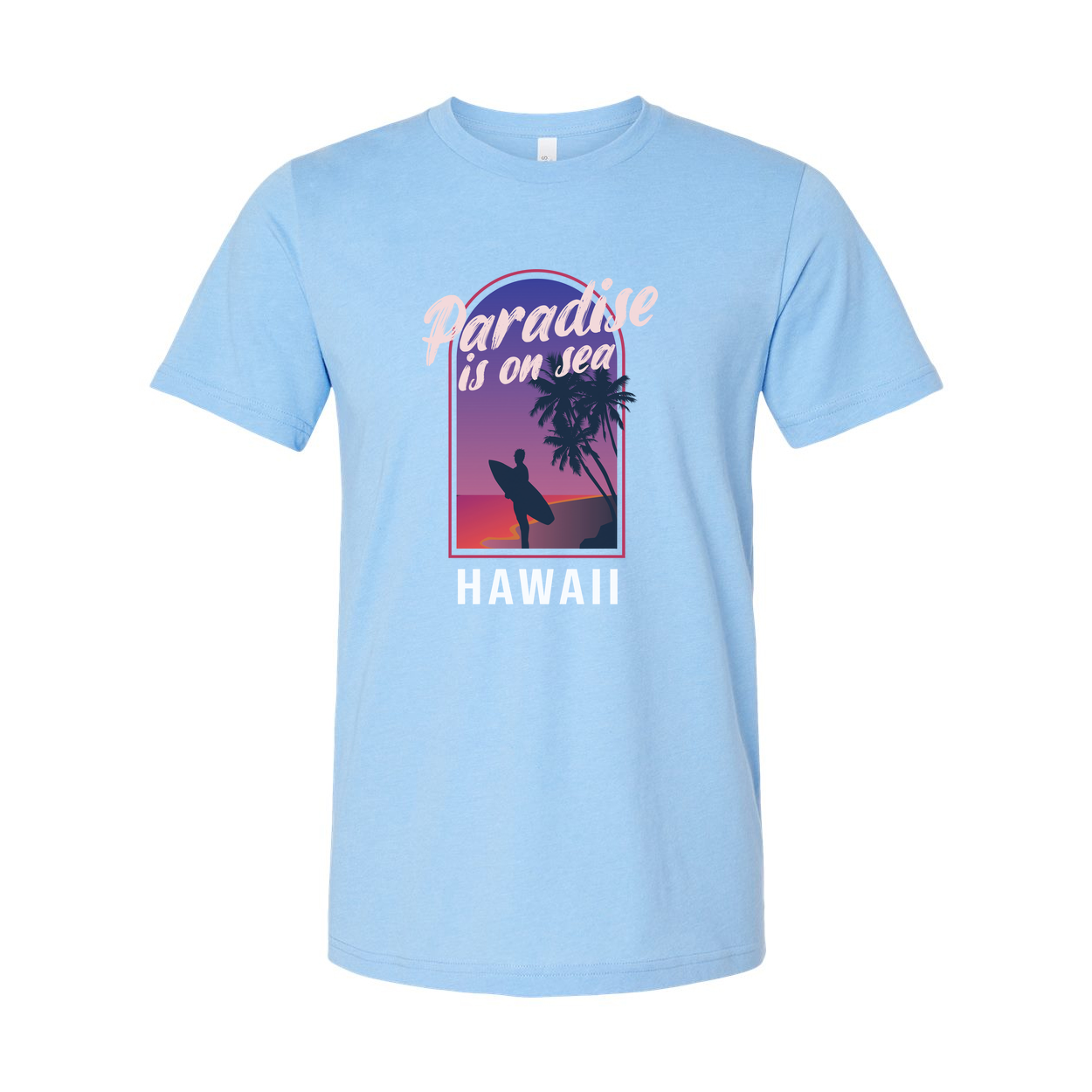 Unisex Hawaii Surfing Graphic T Shirt With Paradise Is On Sea Design Retro Sunset Palm Trees
