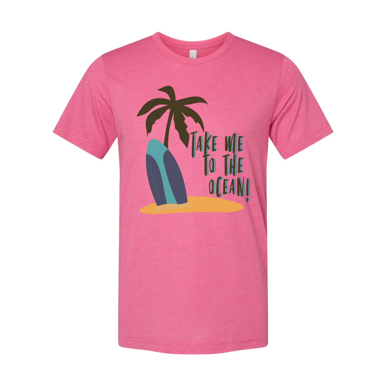 Take Me To The Ocean Surfboard Palm Tree Graphic Unisex Short Sleeve Tee For Beach Lovers