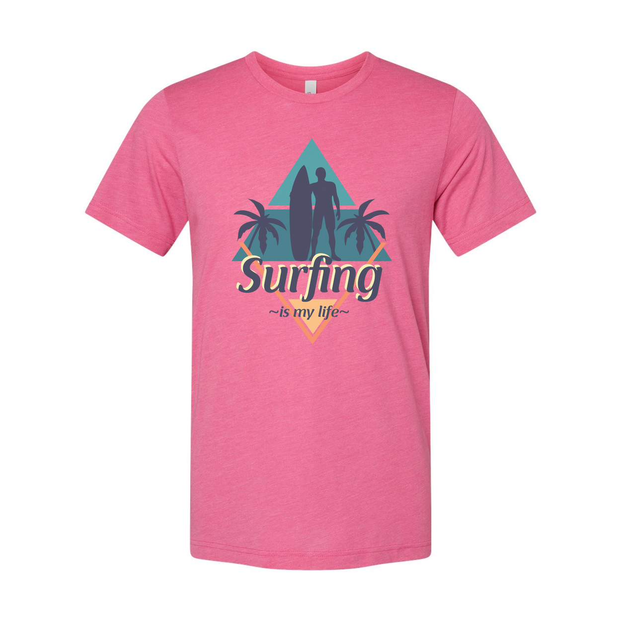 Surfing Graphic Unisex Tee For Men And Women With Surfboard Silhouettes And Palm Trees Beach Design