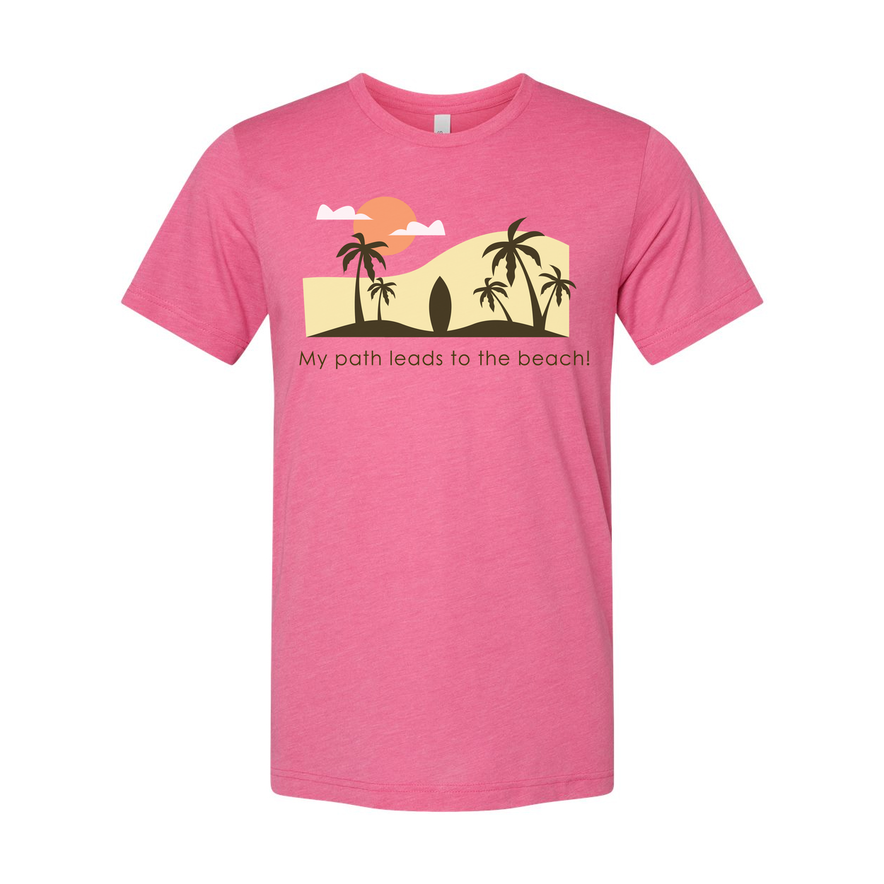 Unisex Beach Scene T Shirt With Palm Trees Sunset Graphic