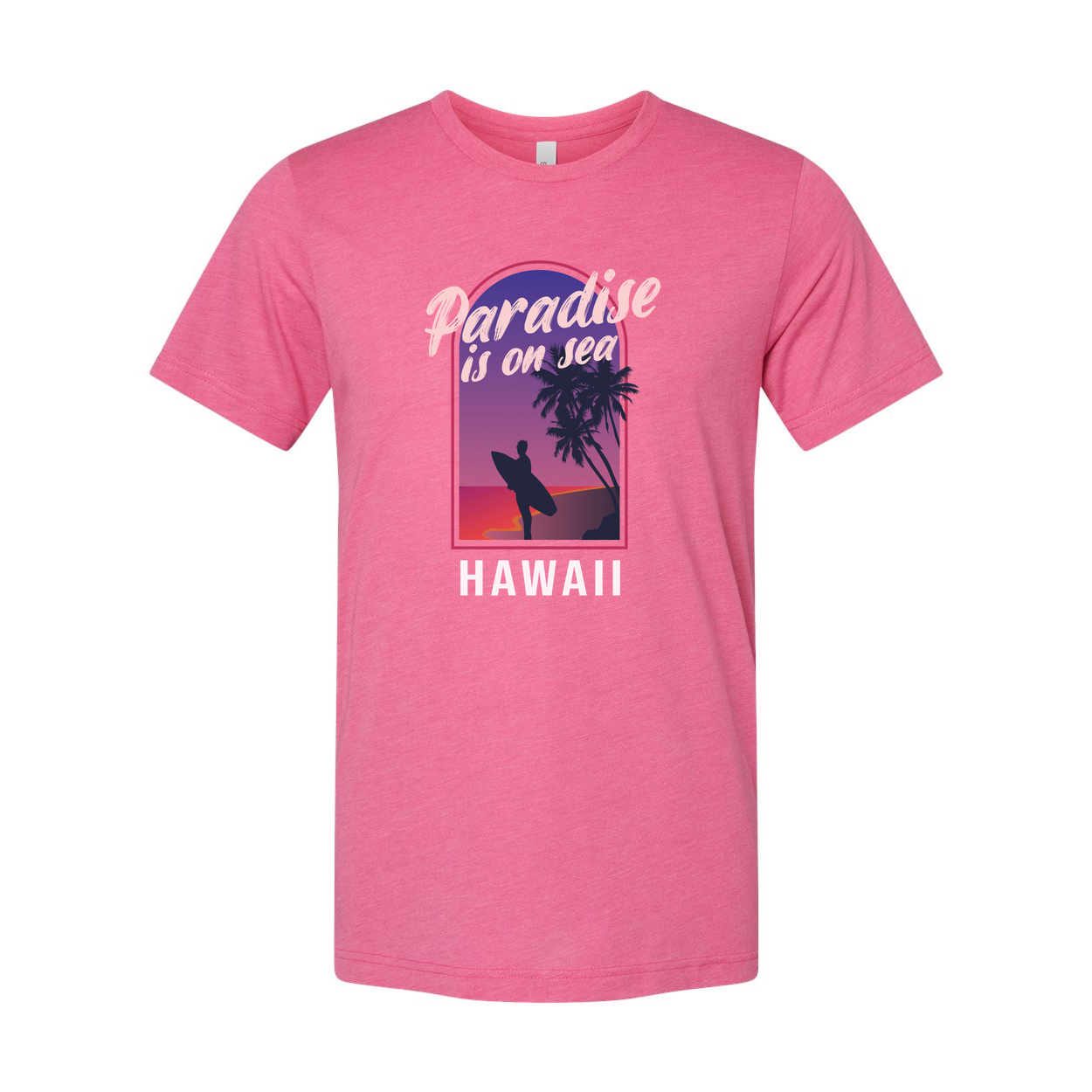 Unisex Hawaii Surfing Graphic T Shirt With Paradise Is On Sea Design Retro Sunset Palm Trees