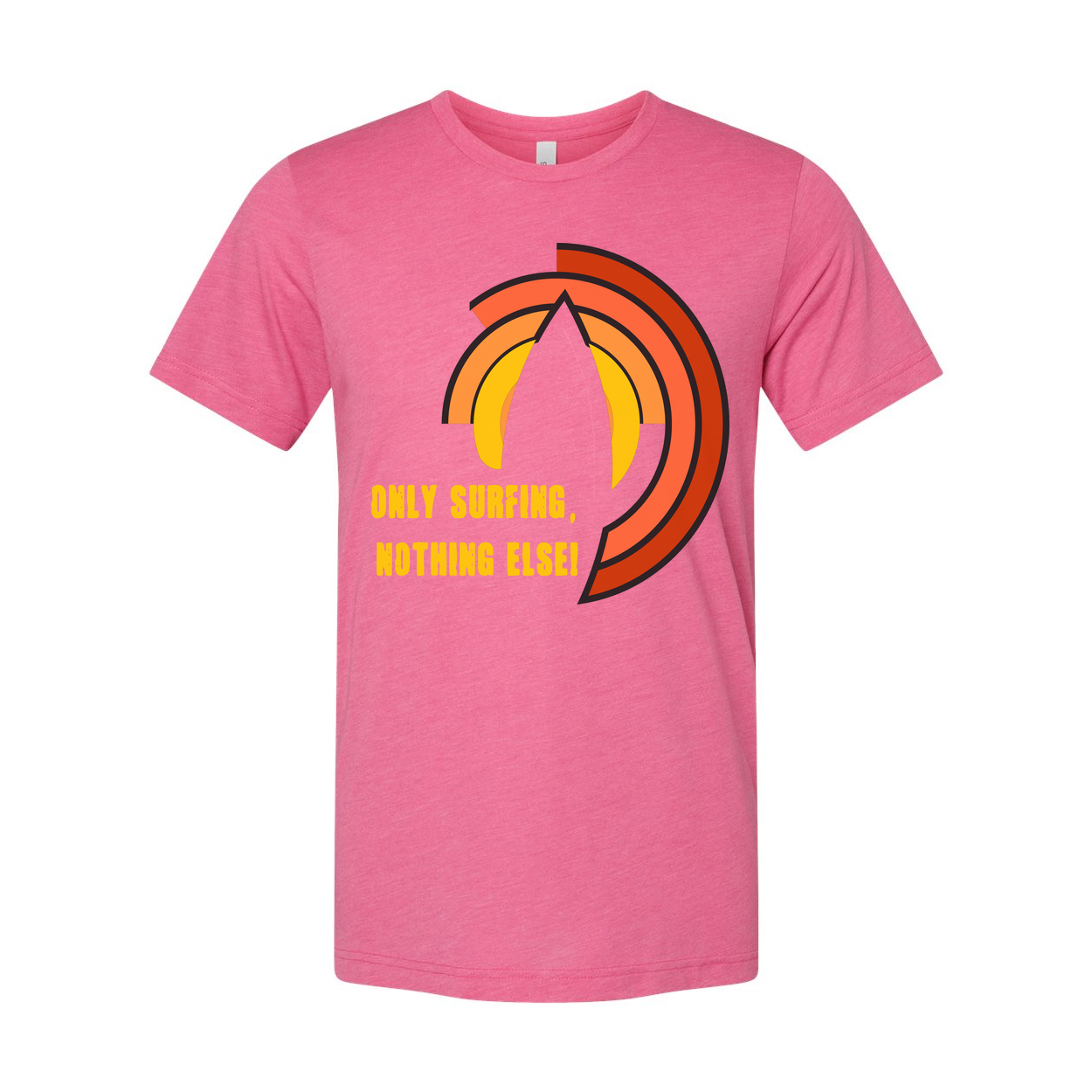 Unisex Surfing Graphic Tee With Sunset Arc Design And Positive Message For Beach Hangouts
